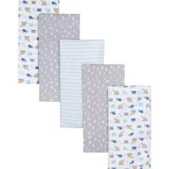 Gerber Blankets & Quilts*Bedding - 5Pk Flannel Baby Blanket - Safari trucks