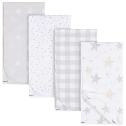Gerber Blankets & Quilts*Bedding - 4Pk Flannel Blanket, Neutral Celestial