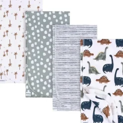 Gerber Blankets & Quilts*Bedding - 4Pk Flannel Blanket, Boy Dino Time