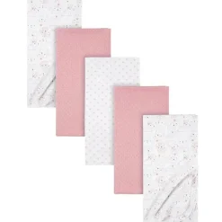 Gerber Blankets & Quilts*Bedding - 5Pk Flannel Baby Blanket - Girl Rainbows Flower