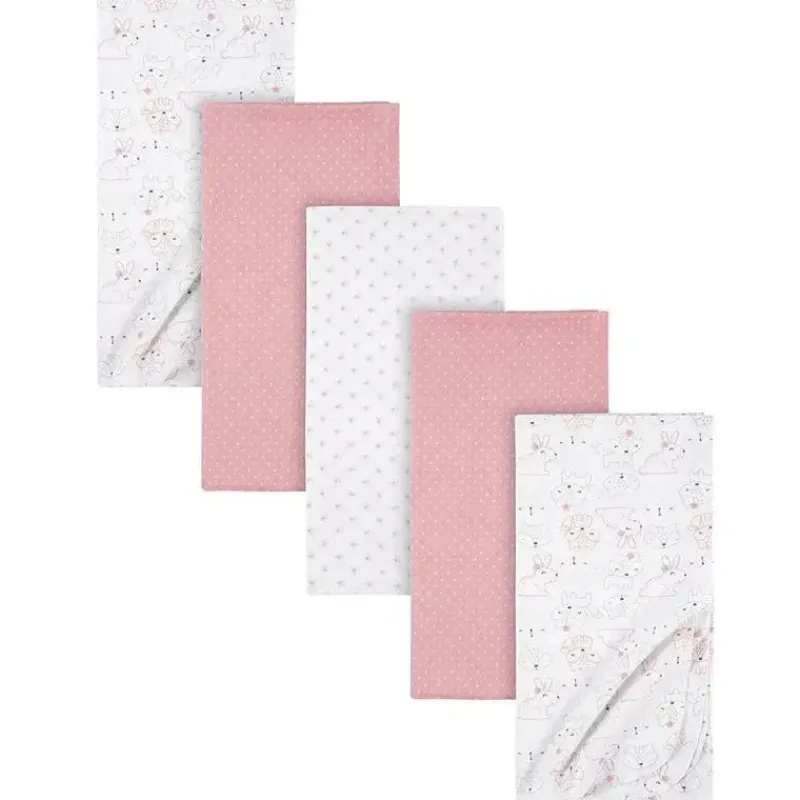 Gerber Blankets & Quilts*Bedding - 5Pk Flannel Baby Blanket - Girl Rainbows Flower