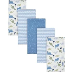 Gerber Blankets & Quilts*Bedding - 5Pk Flannel Baby Blanket - Boy Dino Space Blue
