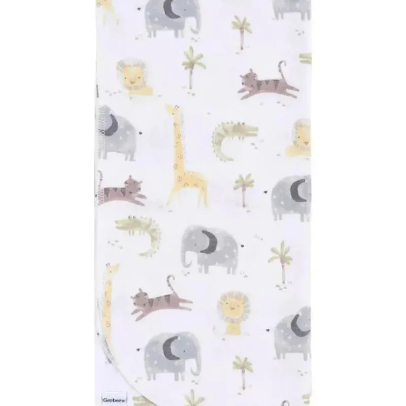 Gerber Blankets & Quilts*Bedding - 4Pk Flannel Blanket, Neutral Animals