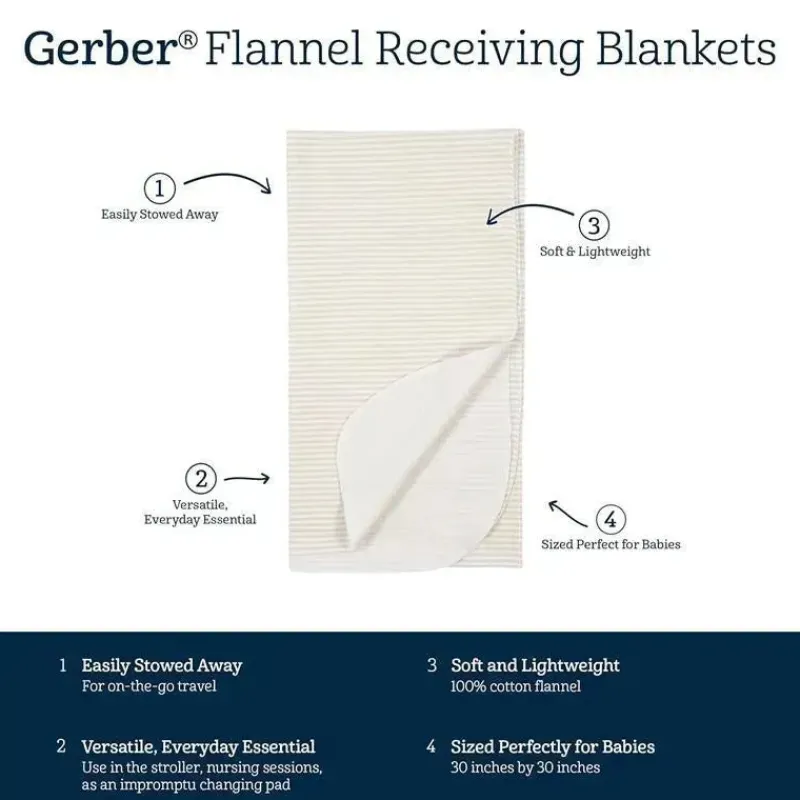 Gerber Blankets & Quilts*Bedding - 4Pk Flannel Blanke, Boho Rainbow