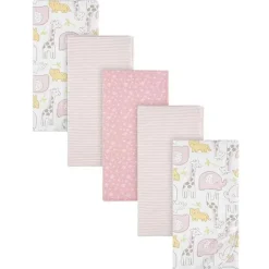 Gerber Blankets & Quilts*Bedding - 5Pk Flannel Baby Blanket - Girl Safari
