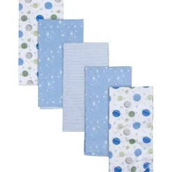 Gerber Blankets & Quilts*Bedding - 5Pk Flannel Baby Blanket - Boy Dino Space