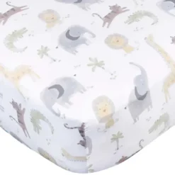 Gerber Crib & Bed Sheets*Bedding - 1Pk Knit Crib Sheet, Neutral Animals + Geos Neutral