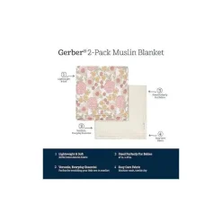 Gerber Blankets & Quilts*Bedding - 2Pk Muslins Blanket, Girl Retro Floral