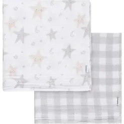 Gerber Blankets & Quilts*Bedding - 2Pk Muslin Blanket, Neutral Celestial
