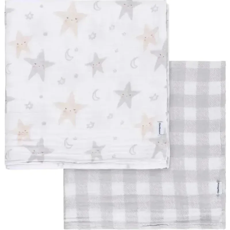Gerber Blankets & Quilts*Bedding - 2Pk Muslin Blanket, Neutral Celestial