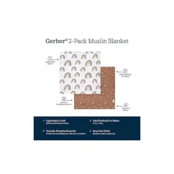 Gerber Blankets & Quilts*Bedding - 2Pk Muslin Blanket, Neutral Boho Rainbow