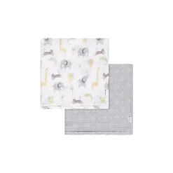 Gerber Blankets & Quilts*Bedding - 2Pk Muslin Blanket, Neutral Animals + Geos