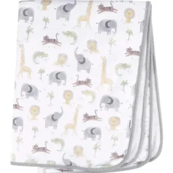 Gerber Blankets & Quilts*Bedding - 1Pk 2Ply Plush Blanket, Neutral Animals