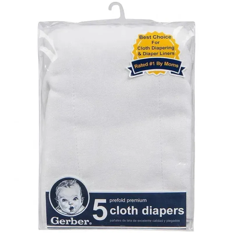 Gerber Cloth & Reusable Diapers*5-pack Heavyweight Gauze Prefold Cloth Diaper, White