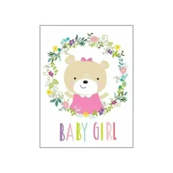 Gina B Designs Gift Wrap*- Baby Card, Baby Girl Bear