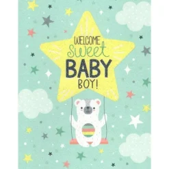 Gina B Designs Gender Reveal*- Welcome Sweet Baby Boy Greeting Card For Baby Shower, New Parents, Mother-To-Be