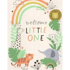 Gina B Designs Gender Reveal*- Zoo Themed New Baby Greeting Card, Welcome Little One