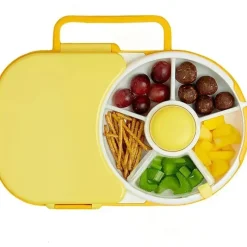 Gobe Cool Baby Products|Food Jars & Snack Cups*- Kids Lunchbox With Snack Spinner, Honey Yellow