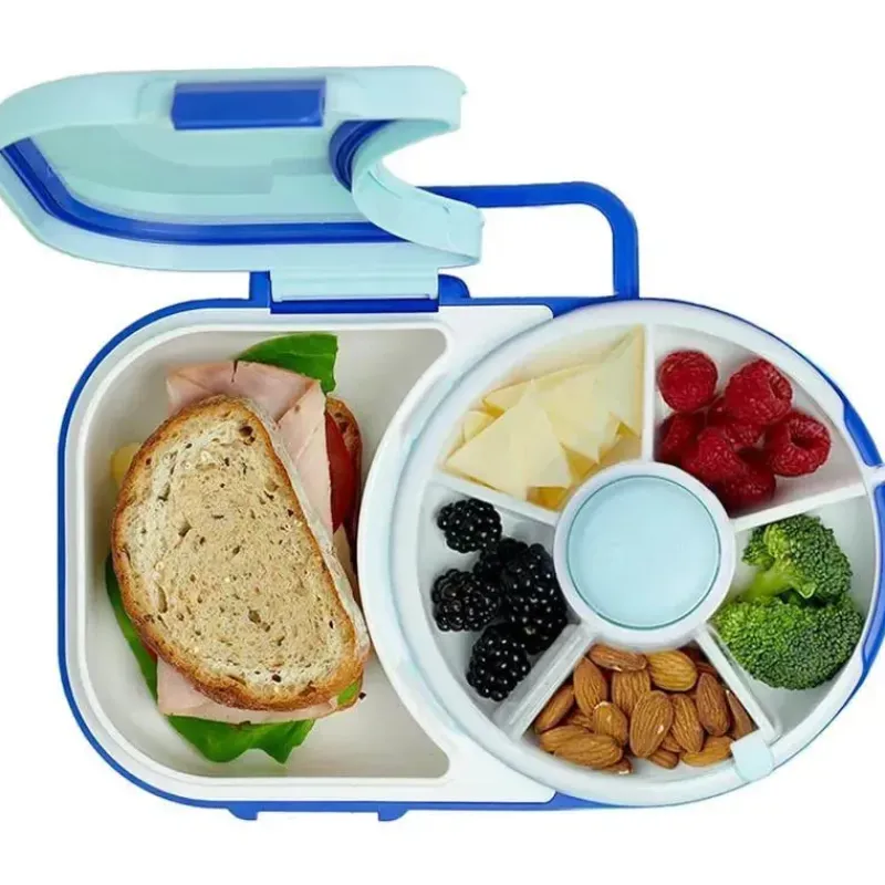 Gobe Food Storage*- Kids Lunchbox with Detachable Snack Spinner, Blue