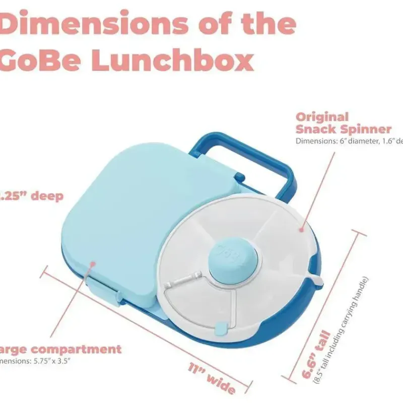 Gobe Food Storage*- Kids Lunchbox with Detachable Snack Spinner, Blue