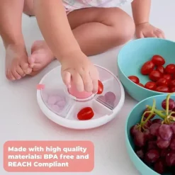 Gobe Food Storage*- Kids Original Snack Spinner Bundle with Hand Strap and Sticker Sheet, Grey