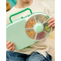 Gobe Lunch Box|Dishes, Utensils & Food Containers*Kids - 2 In 1 Lunchbox With Small Spinner Flip, Sage Green