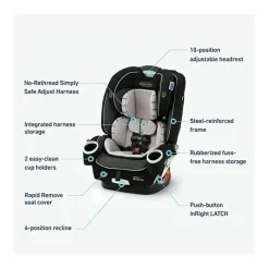 Graco All In One Car Seat|Convertible Car Seats*- 4Ever DLX SnugLock Grow 4-in-1 Car Seat, Maison