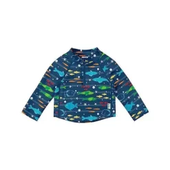 Iplay Baby Swimming Clothes*Green Sprouts - Baby Boys Long Sleeve Zip Rashguard Shirt, Navy Fish