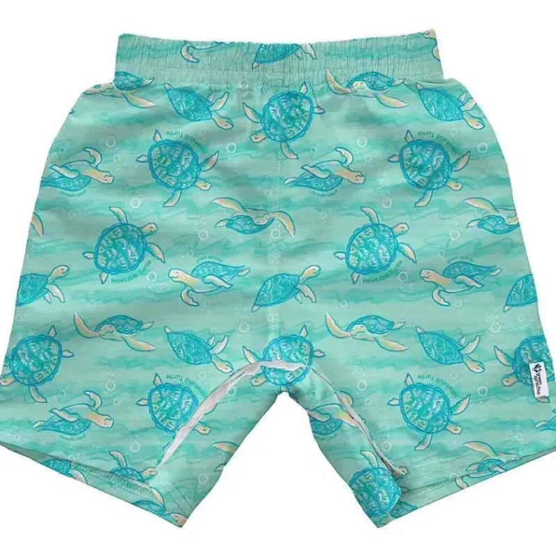 Iplay Baby Swimming Clothes*Green Sprouts - Easy-Change Eco Swim Trunks, Seafoam Hawksbill Turtle