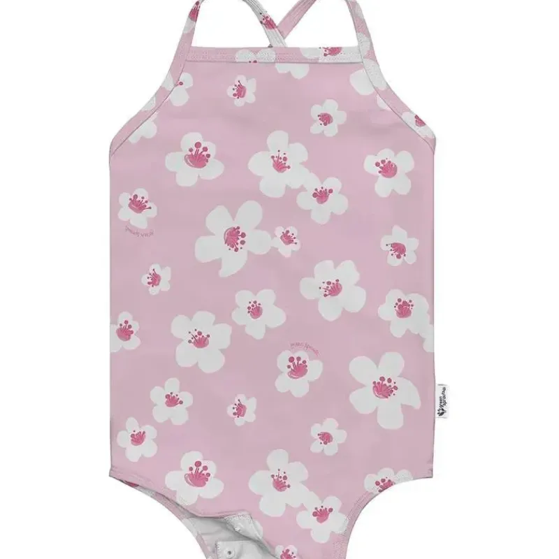 Iplay Baby Swimming Clothes*Green Sprouts - Easy-Change Eco Swimsuit, Light Pink Large Blossoms