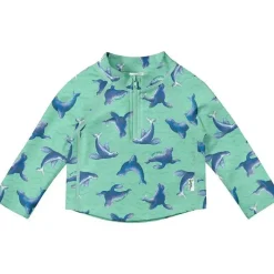 Iplay Baby Swimming Clothes*Green Sprouts - Long Sleeve Zip Rashguard Shirt, Seafoam Sea Lions