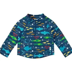 Iplay Baby Swimming Clothes*Green Sprouts - Long Sleeve Zip Rashguard Shirt, Navy Fish
