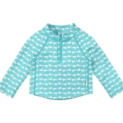 Iplay Baby Swimming Clothes*Green Sprouts - Long Sleeve Zip Rashguard Shirt, Aqua Whale Geo