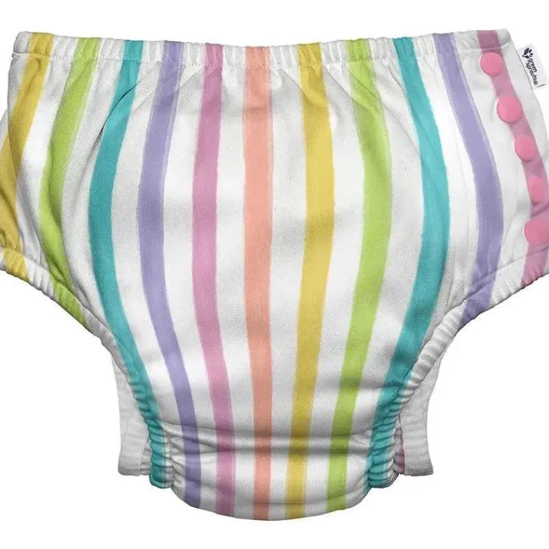 Iplay Swim Diapers*Green Sprouts - Reusable Eco Snap Swim Diaper, Rainbow Stripe