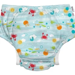 Iplay Swim Diapers*Green Sprouts - Reusable Eco Snap Swim Diaper, Light Aqua Sea Friends