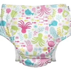 Iplay Swim Diapers*Green Sprouts - Reusable Eco Snap Swim Diaper, White Sea Pals