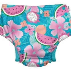 Iplay Swim Diapers*Green Sprouts - Reusable Eco Snap Swim Diaper, Aqua Tropical Fruit Floral