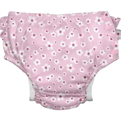 Iplay Swim Diapers*Green Sprouts - Reusable Eco Snap Ruffled Swim Diaper, Light Pink Small Blossoms