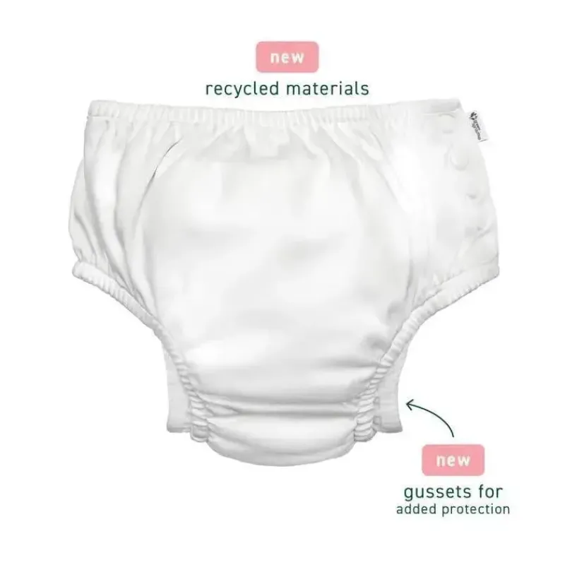 Iplay Swim Diapers*Green Sprouts - Reusable Eco Snap Ruffled Swim Diaper, Aqua Coral Reef