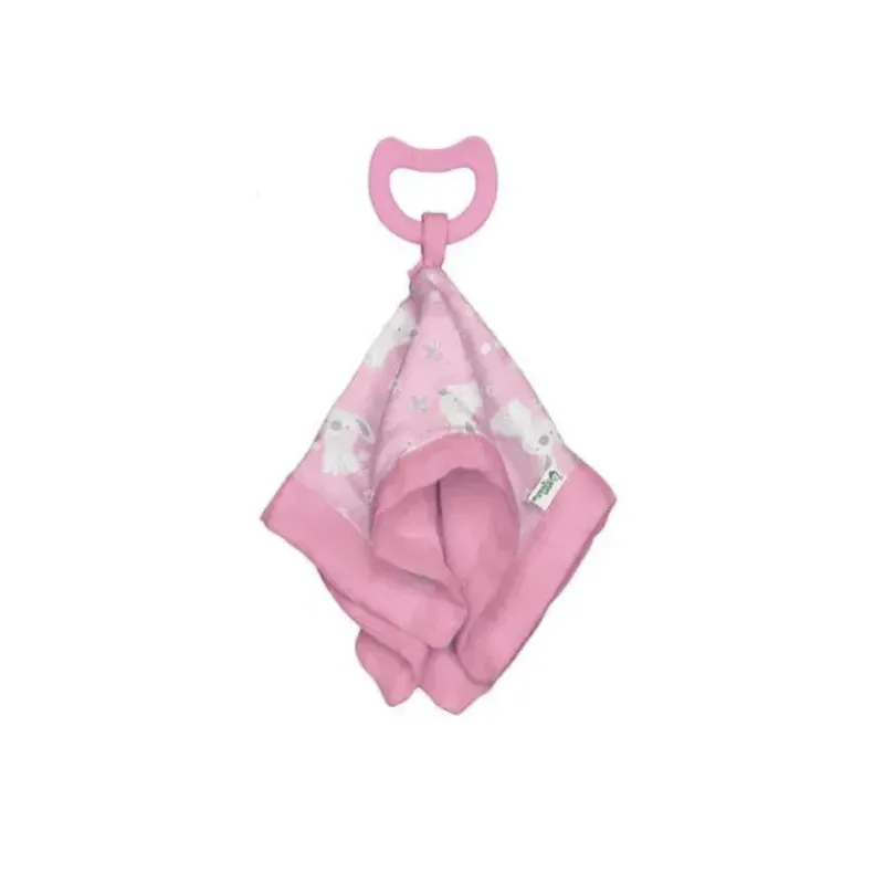 Iplay Rattles & Teethers|Organic*Green Sprouts - Snuggle Blankie Teether Made From Organic Cotton, Pink Bunny