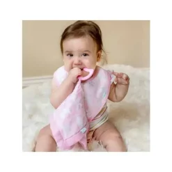 Iplay Rattles & Teethers|Organic*Green Sprouts - Snuggle Blankie Teether Made From Organic Cotton, Pink Bunny