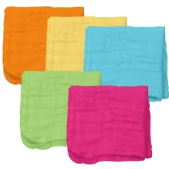 Green Sprouts Organic|Baby Washcloths*Organic Cotton Muslin Face Cloths 5Pk, Girl