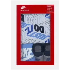 Haddad Baby Sets*- Nike Bodysuit Bib Booties 3 Pc Hosiery Little Kids, White/Blue