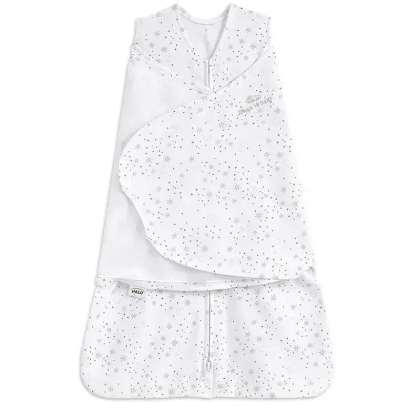 Halo Swaddles & Wearable Blankets*- 100% Cotton Sleepsack Swaddle Print Midnight Moons Grey, Newborn