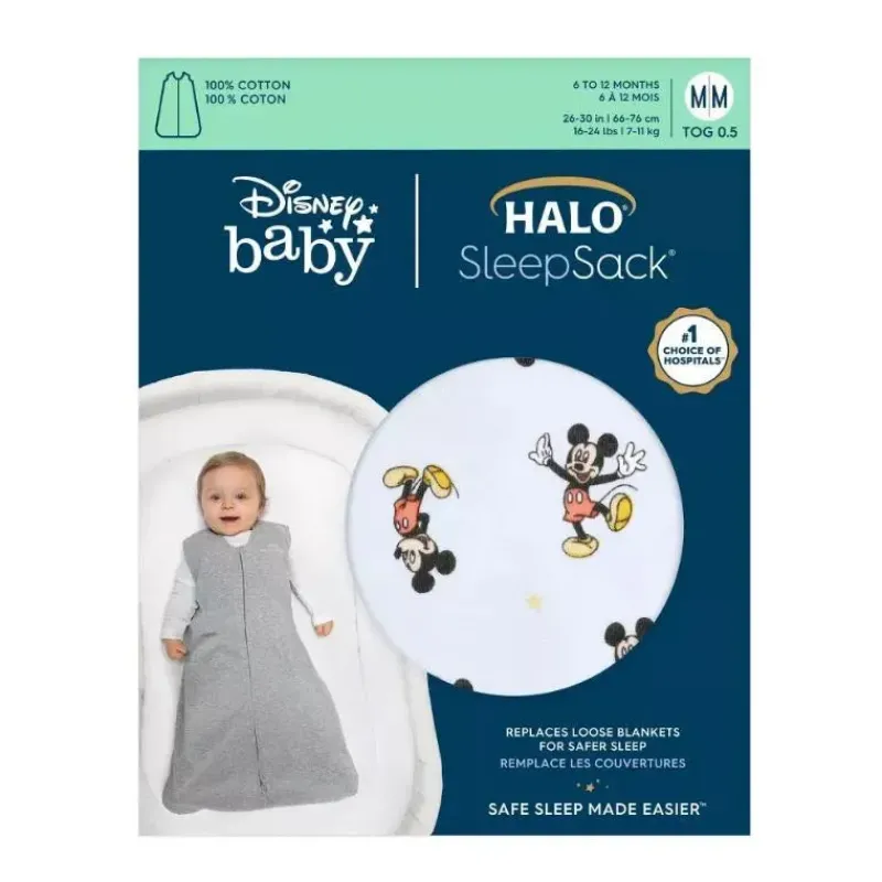 Halo Swaddles & Wearable Blankets*- 100% Cotton Sleepsack Wearable Blanket, Mickey Fun (Large)