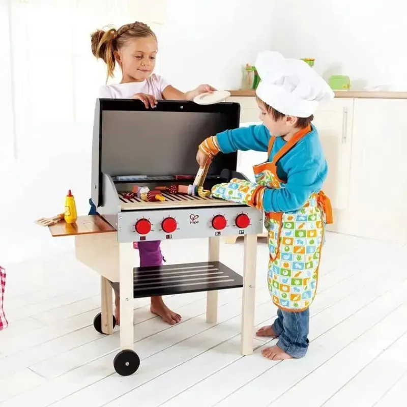Hape Pretend Play|Toys For 2 Year Old*- Gourmet Grill and Shish Kabob Wooden Play Kitchen