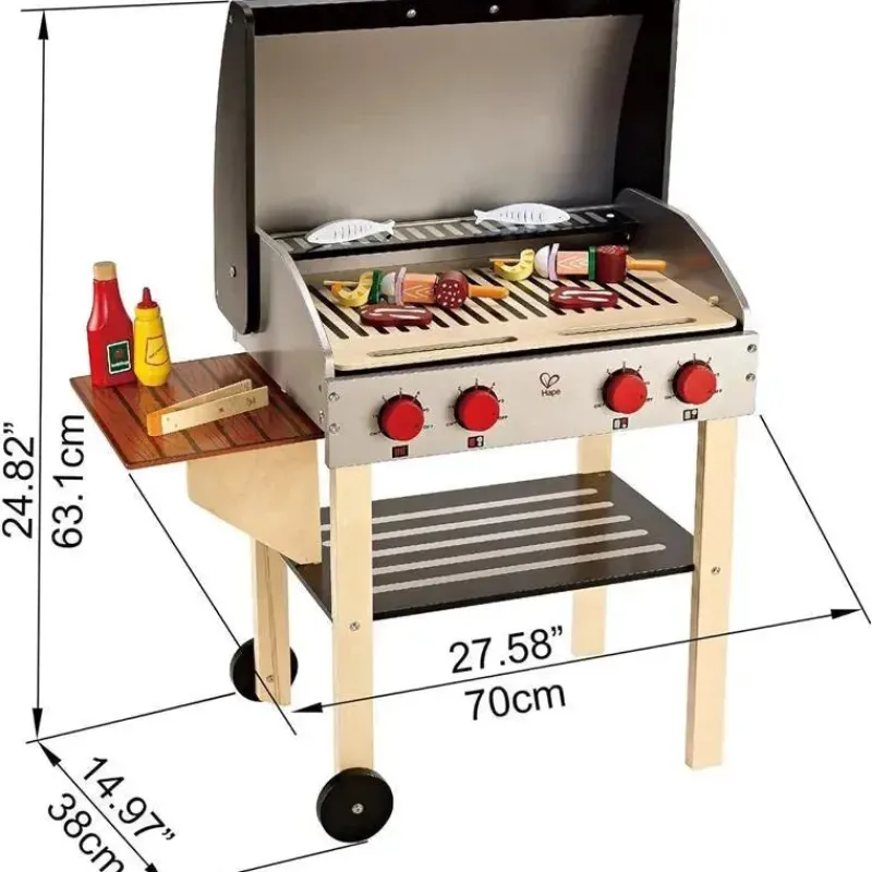 Hape Pretend Play|Toys For 2 Year Old*- Gourmet Grill and Shish Kabob Wooden Play Kitchen
