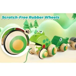 Hape Pretend Play|Toys For 2 Year Old*- Pull Along Frog Family with Anti-Rollover Wheels