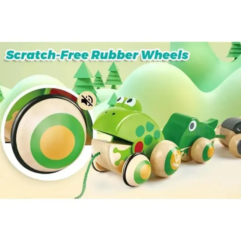 Hape Pretend Play|Toys For 2 Year Old*- Pull Along Frog Family with Anti-Rollover Wheels