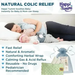 Happi Tummi Cool Baby Products|Pain & Fever Relief*- Green Colic & Gas Relief Aromatherapy Wrap for Babies
